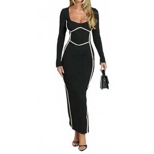 NEW ONE AND ONLY COLLECTIVE black and white pipe dress in black and white